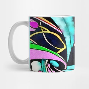 1980s Groovy turquoise hot pink abstract vintage floral Mug